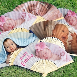 Personalized Fan for Baptism, Baby Baptism Gifts, Bulk Christening Favors, Custom Photo Fans Party, Baby Shower Hand Fan, Birthday Paper Fan