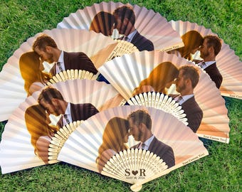 Custom Fans for Wedding Favors/Engraved Fan for Wedding/Wedding Photo Fan/Engagement Party Hand Fan/Personalized Fan for Guest/Wedding Gifts