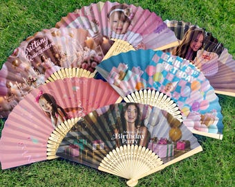 Personalized Fans/Custom Birthday Gift/Birthday Party Favor/Happy 18th birthday/30th 40th /50th Birthday Celebration/Quinceañera Hand Fans