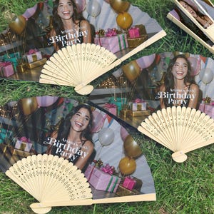Personalized Fan for Birthday/Custom Photo Birthday Fan Favor/Bulk Birthday Party Fans/10th/20th/30th/50th Birthday Gift/Mis Quinceanera Fan