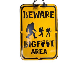Bigfoot Metal Signs, Rustic, Wall Decor, Funny Sign, Gift