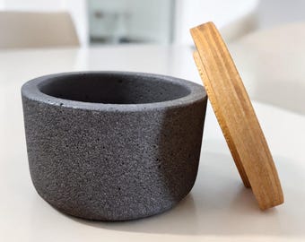 Round concrete jar, 4x4 inches, Mom Gift, Candle, Salt keeper