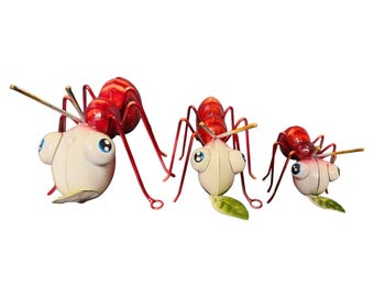 Set of 3 Ant wall decor, garden decor, rustic, gift mom