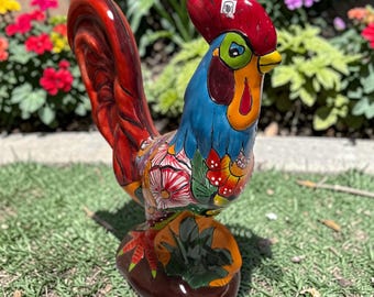 Large Talavera Rooster, Mexican Art, Garden Decor, Home Decor, Rustic, Gift