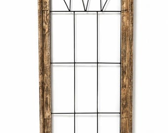 Large Rustic Wood & Metal Window Wall Decor,Farmhouse Arched Window