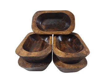 Hand Carved Wooden Batea Dough Bowl, Rustic Mexican Craftsmanship (9.5 x 5.75 inches)