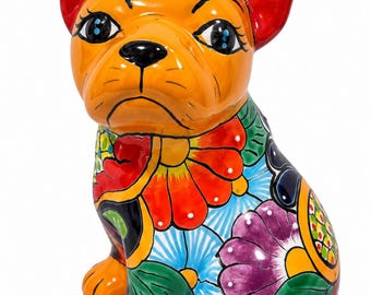 Talavera French Bulldog,Handmade Mexican Ceramic Dog Figurine