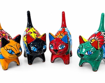Handmade Talavera Cat Ring Holder, Mexican Ceramic Jewelry Organizer, Hand-Painted Folk Art Decor