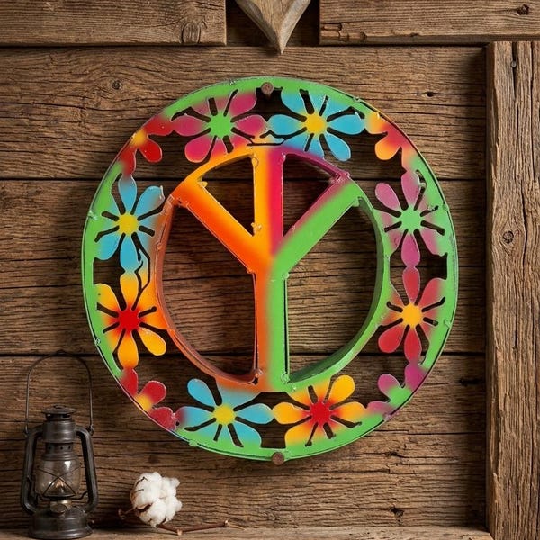 Metal Peace Sign, 3 Sizes, Wall Decor, Rustic
