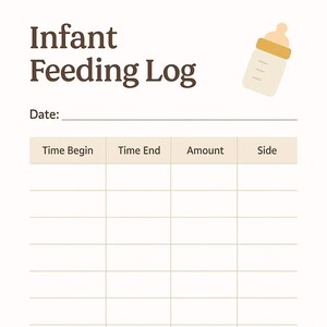 Infant Feeding Log Printable | Baby Breastfeeding & Bottle Tracker | Editable Canva Template | Newborn Schedule Chart