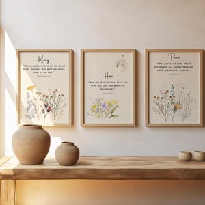 Botanical Scripture Print Set: Christian Bible Verse Wall Art (Digital Download)