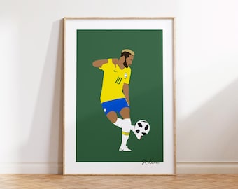 Neymar Jr. Poster - PSG Brazil Football Poster - Wall Decoration - Minimalist Illustration