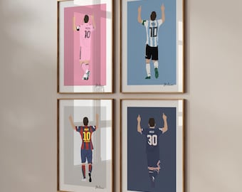 Lionel Messi Poster - Argentina Inter Miami Football Poster - Wall Decoration - Minimalist Illustration