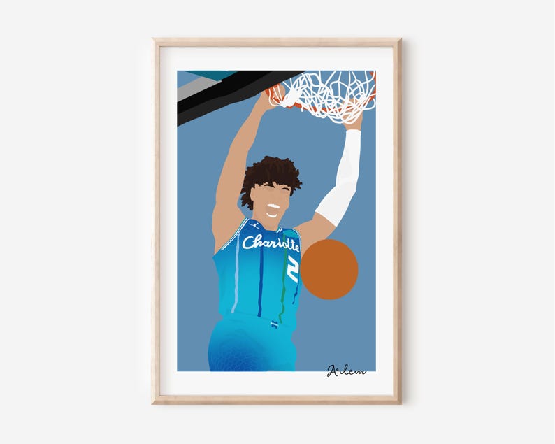Lamelo Ball Poster - Basketball Poster, Minimalist Illustration Wall ...