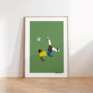 Pelé-Poster – Poster der brasilianischen Fußballlegende Santos – Wanddekoration – Minimalistische Illustration