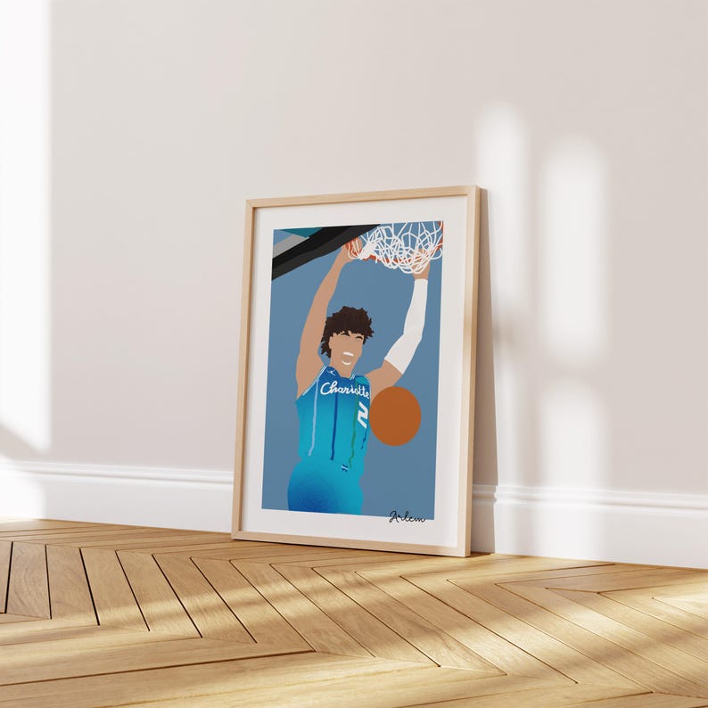 Lamelo Ball Poster - Basketball Poster, Minimalist Illustration Wall ...