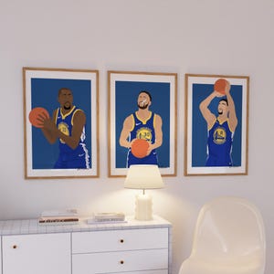 Basketball Legends Poster - Durant Curry Thompson Basketball Poster - Minimalist Illustration Wall Art
