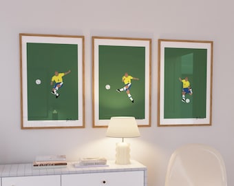 Roberto Carlos Poster - Real Madrid Brazil Football Poster - Wall Decoration - Minimalist Illustration