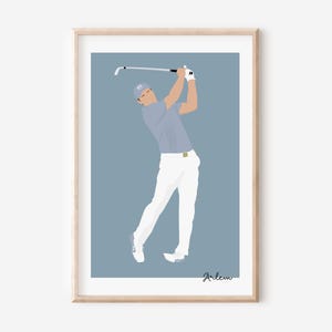 Jordan Spieth poster golf wall art | Minimalist Spieth golf painting | Poster 21×30 30×40 cm