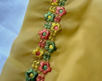 Vintage, Floral/Flower Trim, Edging for Sewing, 11 yards., Yellow, Avocado Green, Pink