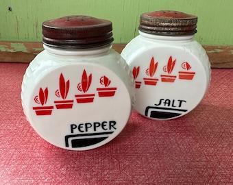 Vintage Milk Glass Salt and Pepper Shaker,