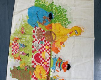 Vintage Sesame Street Pillowcase Pair, Picnic, Bert, Ernie