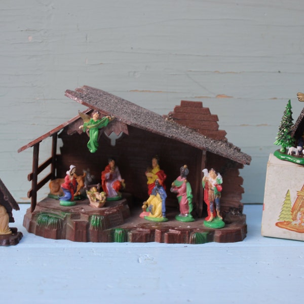 Vintage Nativity Sets - Plastic, Instant Collection, Set of Three, Christmas, Larger Nativity