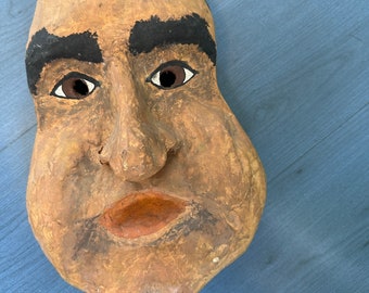 Vintage Handmade Paper Mache Richard Nixon Mask, Folk Art