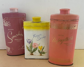 Instant Collection, Vintage Powder Tins,  Three, Avon,