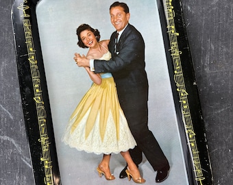 Vintage Lawrence Welk and Alice Dancing a Polka, Photo Metal Tray