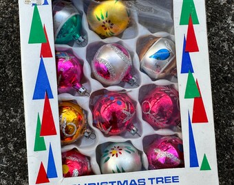 Vintage Christmas Tree Ornaments, Santa Land, 11 total, Assorted Colors. Poland