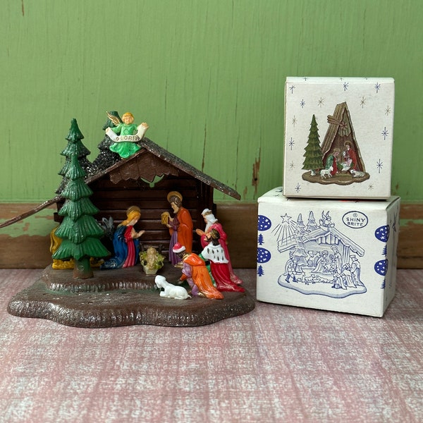 Vintage Nativity, Manger Sets - Plastic, Instant Collection, Set of Three, Christmas, Diaorama