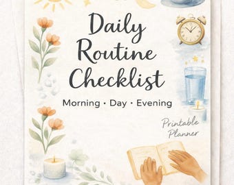 Planificador de rutina diaria / Lista de bienestar (PDF digital)