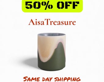 Handmade Ceramic Tea/Coffee Cup – Forest Mist Green, Wabi Sabi Pottery, Christmas Gift