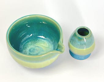 Handmade Ceramic Matcha Bowl Set: Japanese Style Green Tea Ceremony Gift, christmas gift