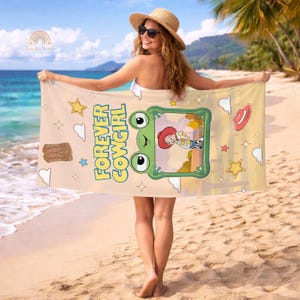 Jessie Forever Cowgirl Pool Towel, Jessie Toy Story Beach Towel, Bath Towel, Summer Vacation, Gift For Music Fan, Retro Toy Friends Bild 1