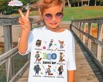 Zootopia 100 Days of School Shirt, Disneyland 100th Day Shirt, Happy 100 Days Of School, Judy Hopps Nick Wilde Happy 100 Day Of School Shirt