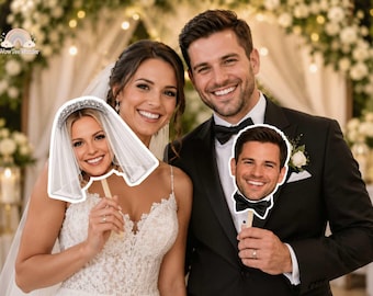 Custom Face On A Stick Wedding Sign, Fat Head Face Sign, Bachelorette, Bachelor, Bridal, Groom Photo Party Prop, Wedding Prop