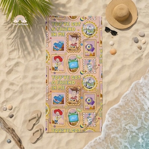 Toy Story 5 Beach Towel, Gift For Music Fan, Toy Friends Pool Towel, Nostalgic Toy Story 5 Inspired, You've Got a friend in me Gift image 3