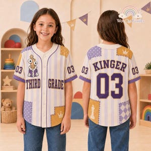 Personalized Kinger Baseball Jersey, TADC Kids Chess Patch Shirt, Back to School Button Up, Digital Circus Gift for Chess Kid