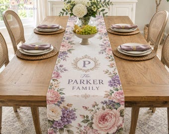Wildflowers Personalized Table Runner, Floral Table Decor, Spring Summer Kitchen Table Runner, Home Gift