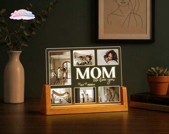 Personalized Mother's Day Photo Night Light, Custom Photo Portrait Light-Up Globe, Mom and Daughter, Gift For Mom From Kids