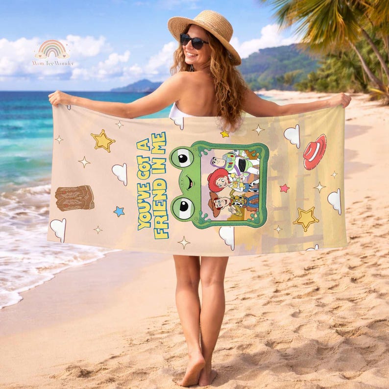 Toy Story 5 Beach Towel, Jessie Forever Cowgirl Pool Towel, Gift For Music Fan, Pixar Clouds, Retro Toy Story 5 Inspired, Adult DisneyGifts Bild 1