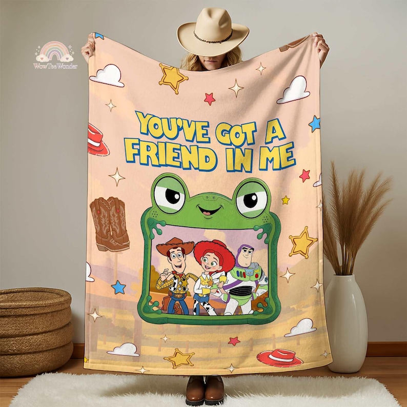 Manta de la película Toy Story 5, manta para adultos y niños con diseño de Jessie y Lilypad de Toy Story Land "Tienes un amigo en mí", regalo temático de PixarCloud imagen 2