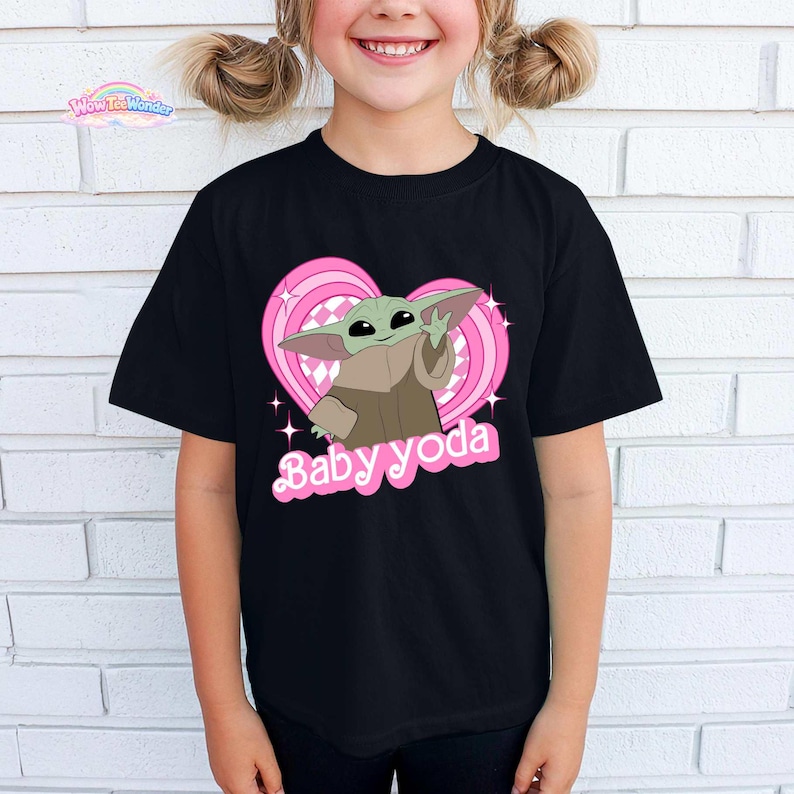 Baby Yoda Pink Heart Style Comfort Colors T-shirt, Cute Baby Yoda Shirt, Starwars Yoda Shirt, Gift for Starwars Fans image 2