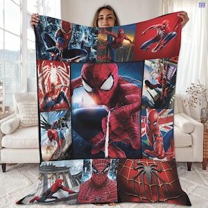 Spiderman Fleece Blanket, Superhero Blanket, Spiderman Birthday Theme Blanket, Spiderman Throw Blanket For Bed Couch Sofa, Birthday Gift