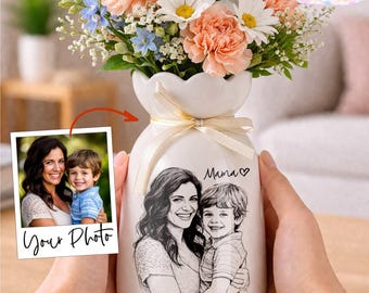 Personalized Photo Vase For Mom, Custom Picture Flower Vase, Mothers Day Gift for Mom Nana Grandma, Mother'S Day Gift