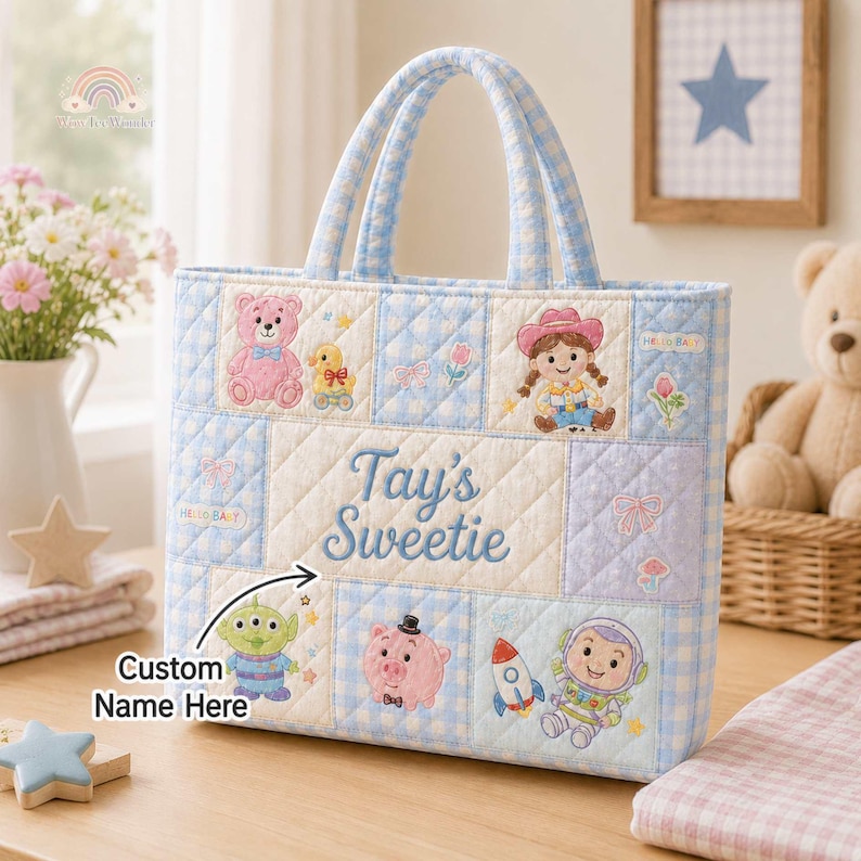 Custom Jessie Woody Buzz Lightyear Toy Story 5 Shoulder Bag, Disneyland Toy Story 5 Tote Bag image 1