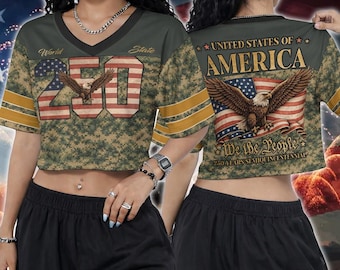 America 250th Anniversary Crop Top Jersey, 250 Years Jersey, America 250th Anniversary Jersey, Semiquincentennial 1776-2026 Celebration Gift