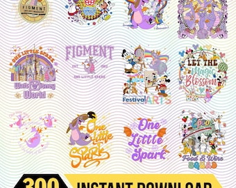 Epcot Festival of the Arts Figment Inspired PNG Bundle, One Little Spark, Cute Purple Dragon, Epcot International Festival Download